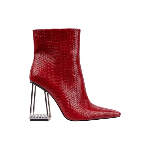 Ninety Union Ashley Kahen Caged Metallic Rhinestone Heel Bootie, Red, 8