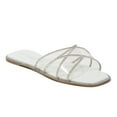 thumbnail image 1 of Ninety Union Atlanta Criss Cross Flat Slide With Studded Trim, White, 9, 1 of 4
