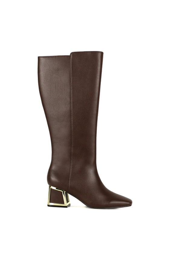 BRIDGE Tall Shaft Square Heel Boot, Brown, 11