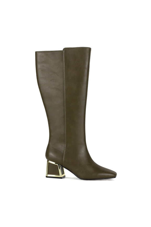 BRIDGE Tall Shaft Square Heel Boot, Olive, 8