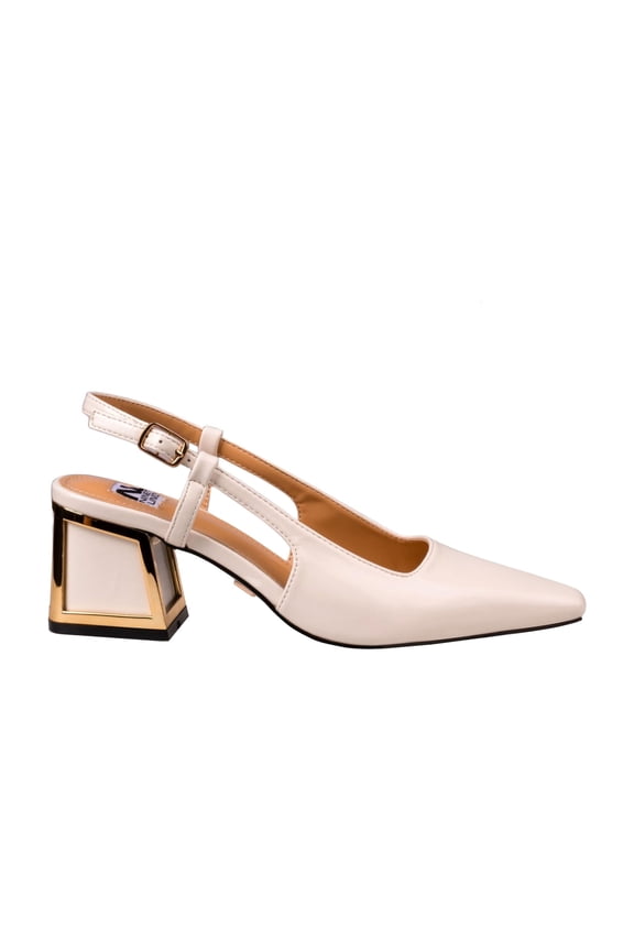 Blake Metallic Trim Block Heel Slingback, Beige, 10