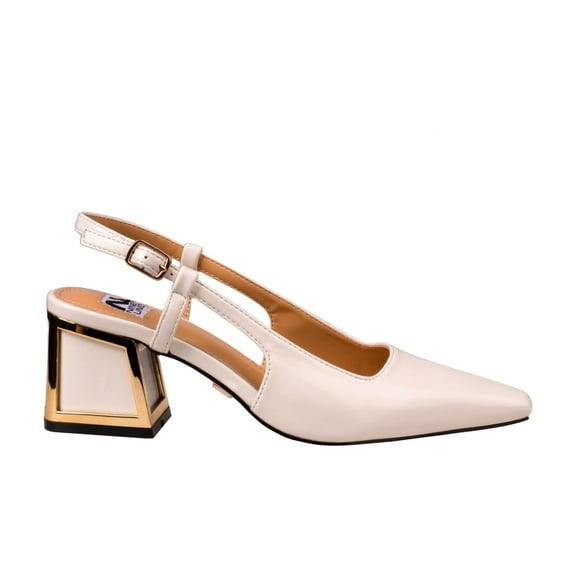 Ninety Union Blake Metallic Trim Block Heel Slingback, Beige, 13