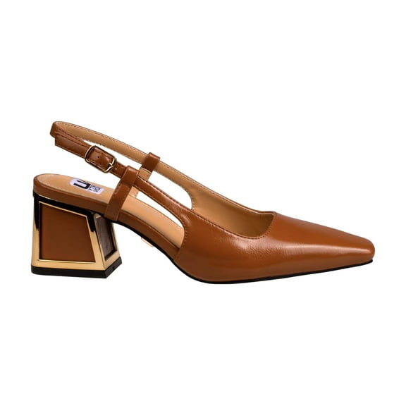 Ninety Union Blake Metallic Trim Block Heel Slingback, Cognac, 8