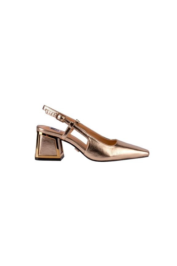 Blake Metallic Trim Block Heel Slingback, Gold, 7