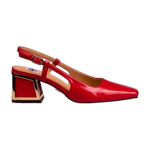 Ninety Union Blake Metallic Trim Block Heel Slingback, Red, 7