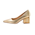 thumbnail image 1 of Ninety Union Blink Square Toe Pump On A Architectural 2.5 Inch Heel, Gold, 9, 1 of 5