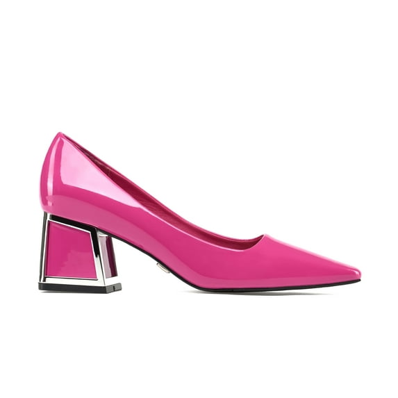 Ninety Union Blink Square Toe Pump On A Architectural 2.5 Inch Heel, Hot Pink, 7