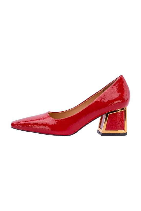 Blink Square Toe Pump On A Architectural 2.5 Inch Heel, Red, 7
