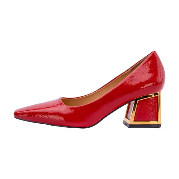 Ninety Union Blink Square Toe Pump On A Architectural 2.5 Inch Heel, Red, 8