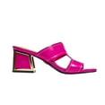thumbnail image 1 of Ninety Union Bright Open Toe Open Back Mule On A Gold Trimmed Heel, Fuchsia, 5, 1 of 5