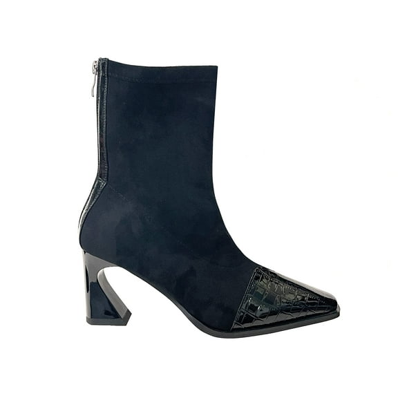 Ninety Union Bronx Pointed Toe Short Bootie on a Cool 3 inch Heel, Black, 12