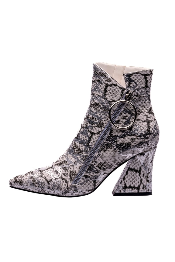 Classic Fashion Bootie With Zipper And Ring Tap, Silver, 9