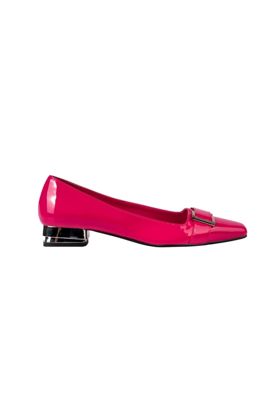 Dove Metallic Heel And Buckle Flat, Fuchsia, 5