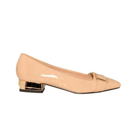 Ninety Union Dove Metallic Heel And Buckle Flat, Nude, 8