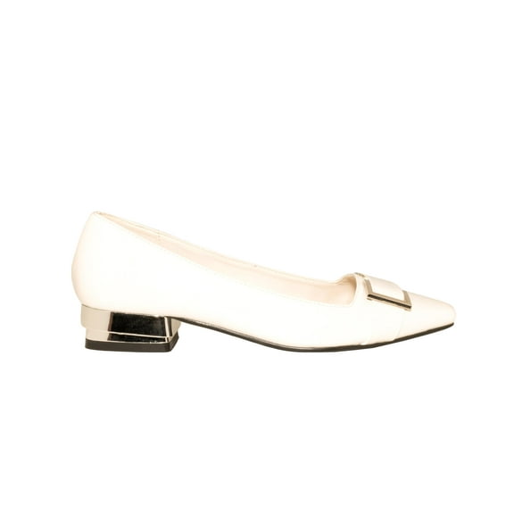 Ninety Union Dove Metallic Heel And Buckle Flat, White, 9