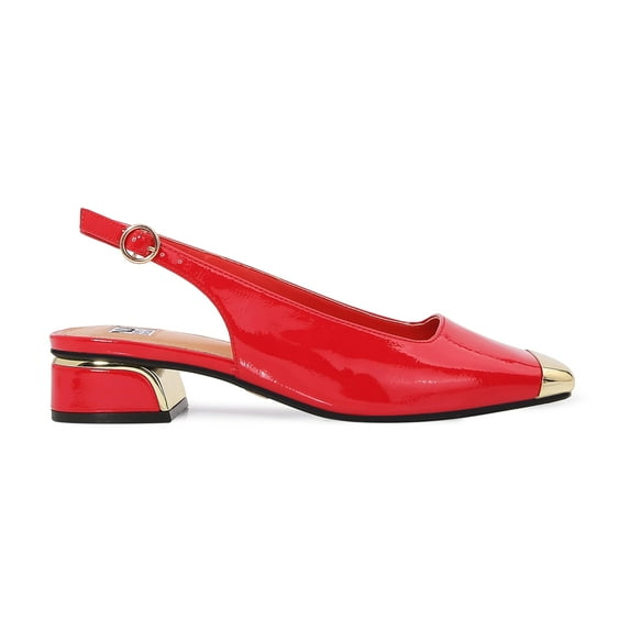 Ninety Union EMPRESS Low Metal Frame Heel Slingbacks, Red, 4