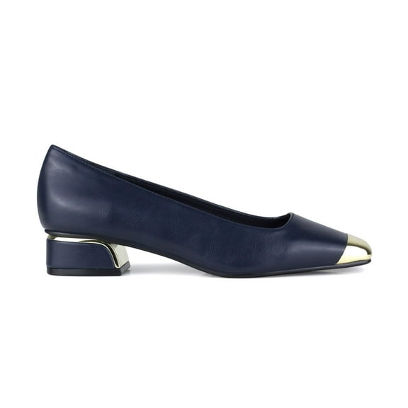 Ninety Union Eagle Metallic Heel Cap Toe Flat, Navy, 11
