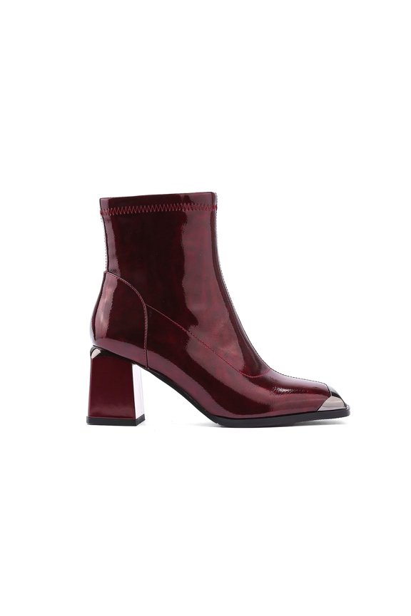 FORTUNE Block Metal Heel Bootie, Burgundy, 4