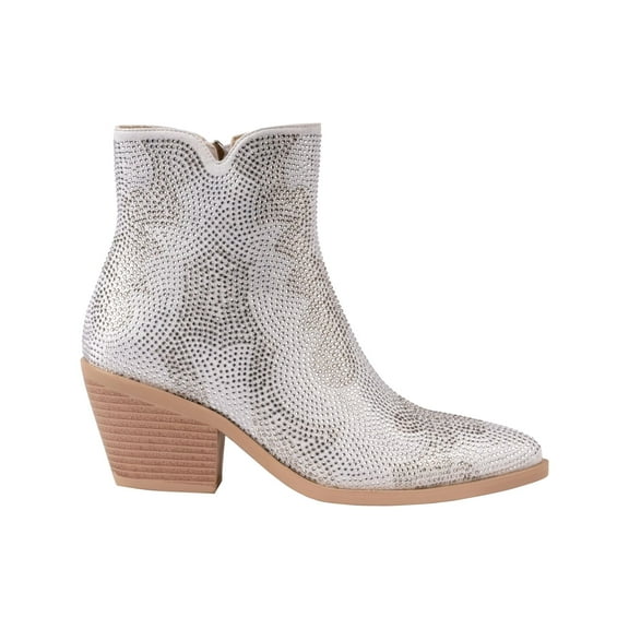 Ninety Union Forever Western Rhinestone Bootie, Silver, 10