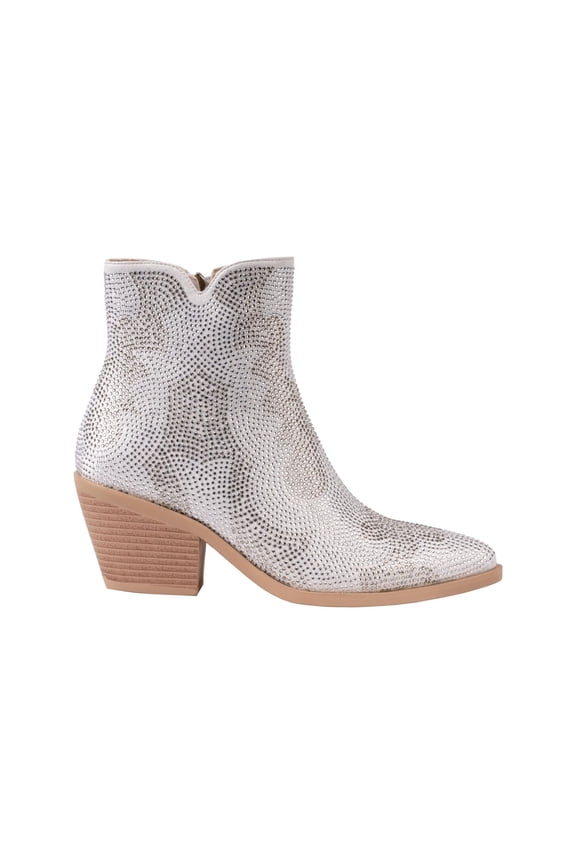 Forever Western Rhinestone Bootie, Silver, 9