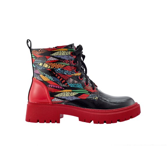 Ninety Union Freeway Multi Patent Lug Sole Bootie, Black Multi, 7