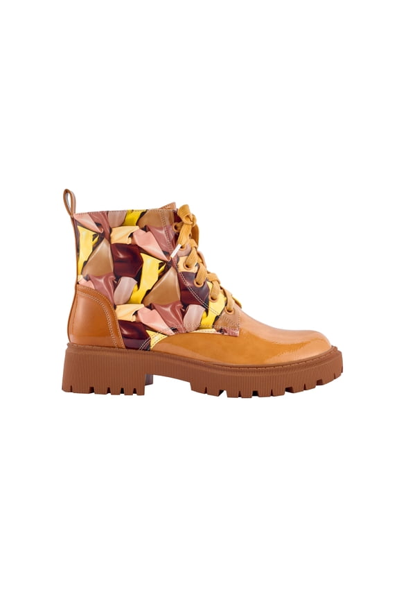 Freeway Multi Patent Lug Sole Bootie, Camel Multi, 8