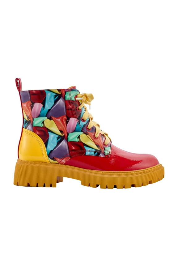 Freeway Multi Patent Lug Sole Bootie, Red Multi, 9