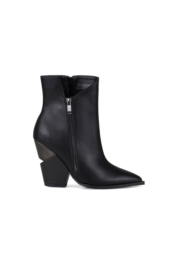 GALAXY Side Zipper Metal Heel Bootie, Black, 5