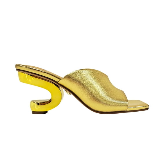 Ninety Union GYPSY Open Toe Metal Heel Slide, Gold, 4