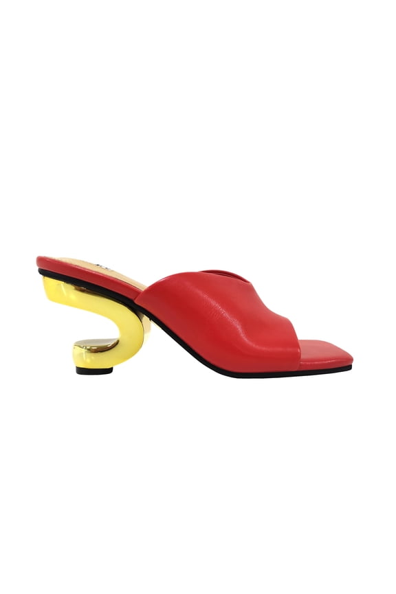 GYPSY Open Toe Metal Heel Slide, Red, 4