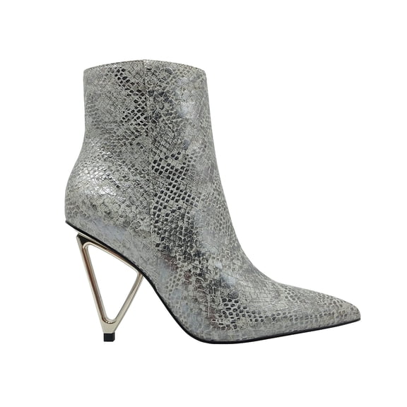 Ninety Union Gia Pointed Toe Short Bootie On a Cool Heel, Silver, 6