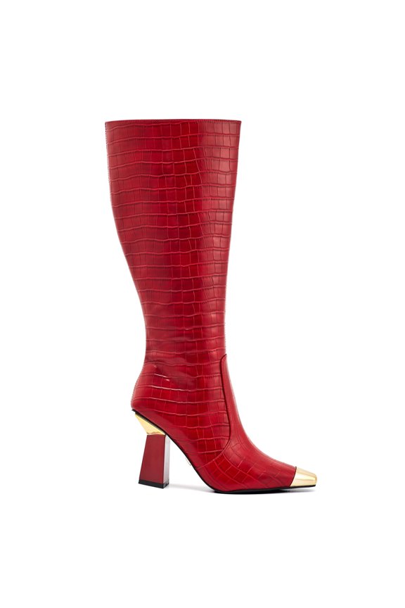 JADA Metal Heel Cap Toe Tall Boot, Red