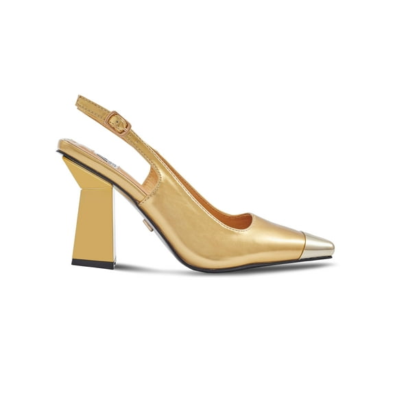Ninety Union JANE Metal Heel Cap Toe Slingback, Gold, 13