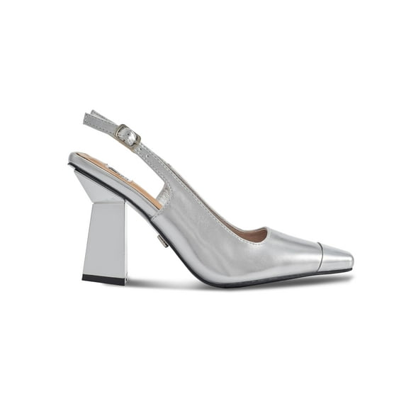 Ninety Union JANE Metal Heel Cap Toe Slingback, Silver, 5