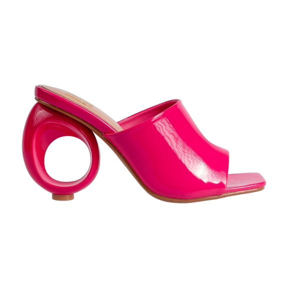 Ninety Union Jloo Open Toe Slide With Circular Metallic Heel, Berry, 11