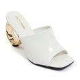 thumbnail image 1 of Ninety Union Jloo Open Toe Slide With Circular Metallic Heel, White, 6, 1 of 4