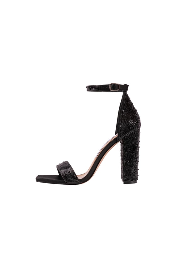 Lady Couture Dalia Rhinestone Block Heel Sandal, Black, 10