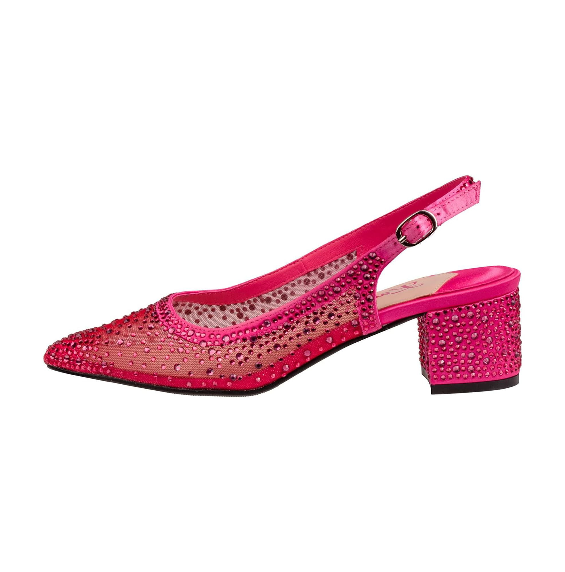 Lady Couture DEMI Gold Rhinestone Mesh Slingback Block with 2.5-Inch Heel
