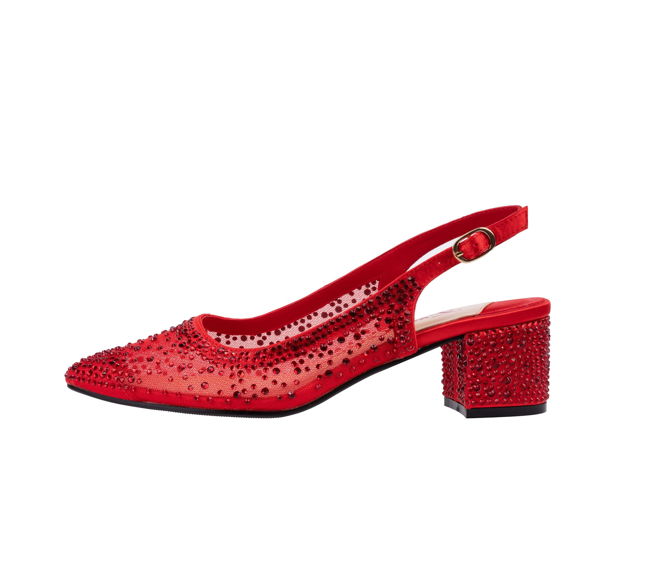 Lady Couture DEMI Navy Rhinestone Mesh Slingback Block with 2.5-Inch Heel