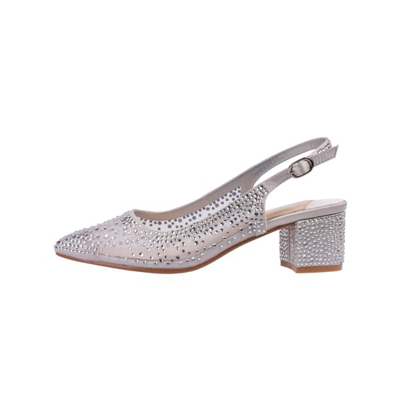 Ninety Union Lady Couture Demi Rhinestone Mesh Slingback, Silver, 8