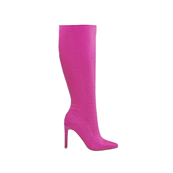 Ninety Union Lady Couture Diamond Rhinestone Covered Boots, Fuchsia, 8
