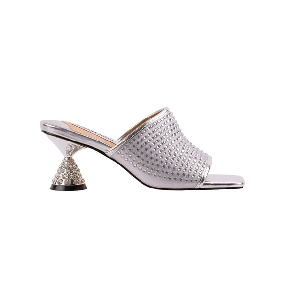 Ninety Union Lady Couture Fireball Jeweled Metallic Heel Slide, Silver, 5