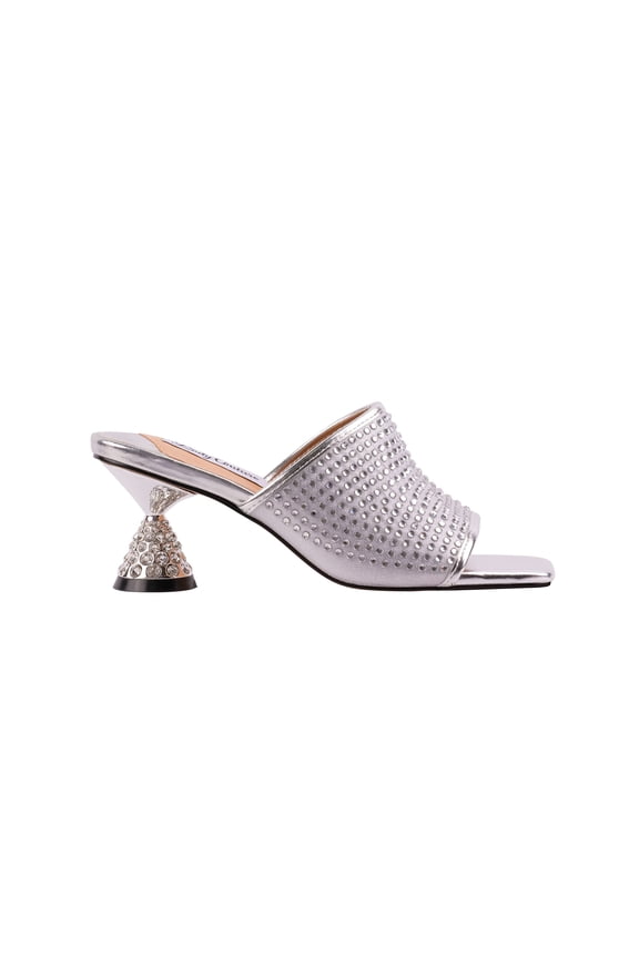 Lady Couture Fireball Jeweled Metallic Heel Slide, Silver, 5
