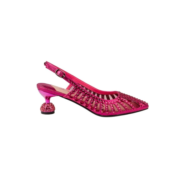 Ninety Union Lady Couture Rosita Mesh Rhinestone Heel Slingback, Fuchsia, 4