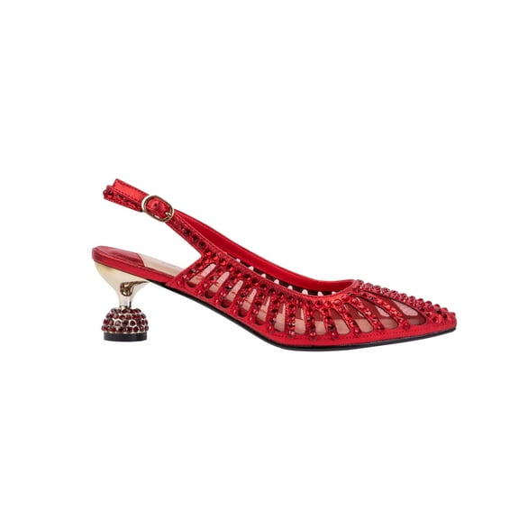Ninety Union Lady Couture Rosita Mesh Rhinestone Heel Slingback, Red, 10