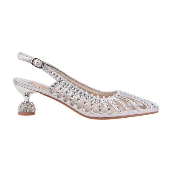Ninety Union Lady Couture Rosita Mesh Rhinestone Heel Slingback, Silver, 11