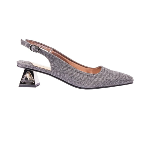 Ninety Union Lady Couture Ruby Glitter Metal Heel Slingback, Pewter, 12