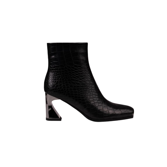 Ninety Union Lima Metallic Heel And Metal Cap Toes Bootie, Black, 5