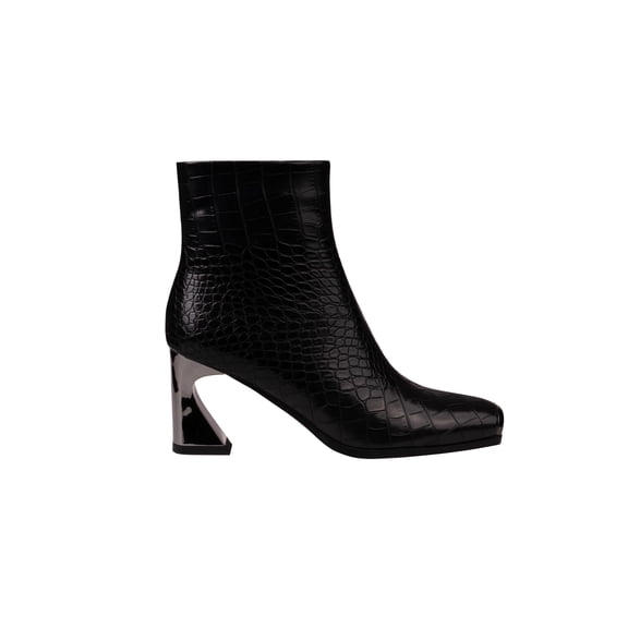 Ninety Union Lima Metallic Heel And Metal Cap Toes Bootie, Black, 5