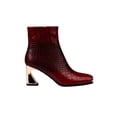 thumbnail image 1 of Ninety Union Lima Metallic Heel And Metal Cap Toes Bootie, Wine, 10, 1 of 5
